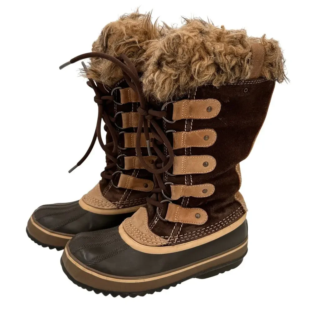 Sorel Women's Brown Leather Joan of Arctic Waterproof Snow Boots Size 5